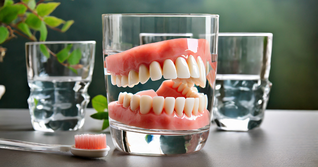 Denture inside glass